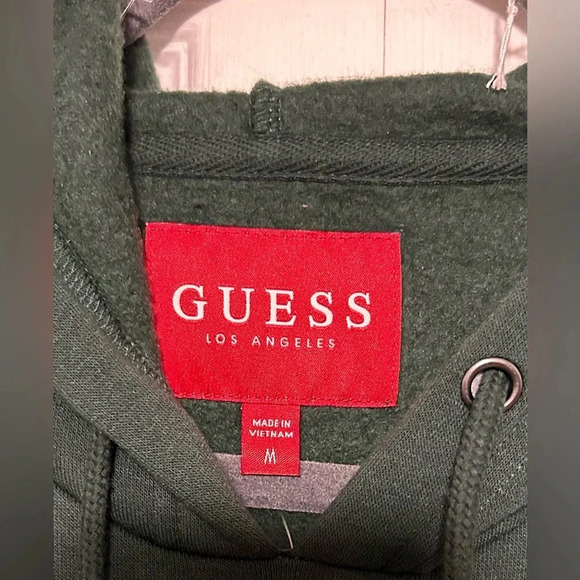 Guess Los Angeles Fleece Hoodie Embroidered Logo Alpine Grove color Size M - Picture 3 of 4